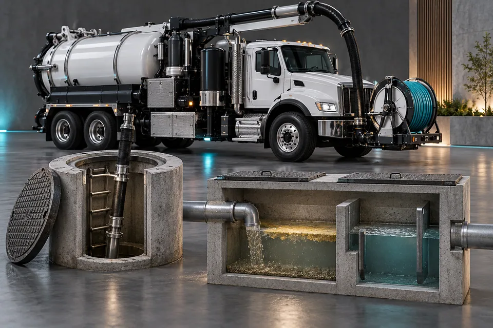 Conceptual illustration of commercial sewer service equipment