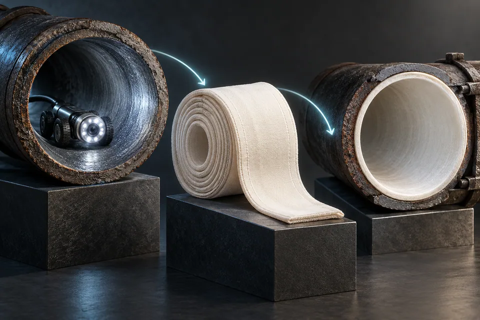 Conceptual illustration of pipe-wall preparation before a liner
