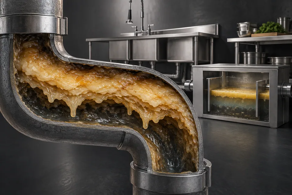 Conceptual illustration of grease layers inside a kitchen branch